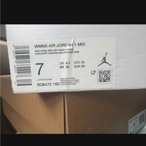 Nike Air Jordan 1 Mid in Sail and Red